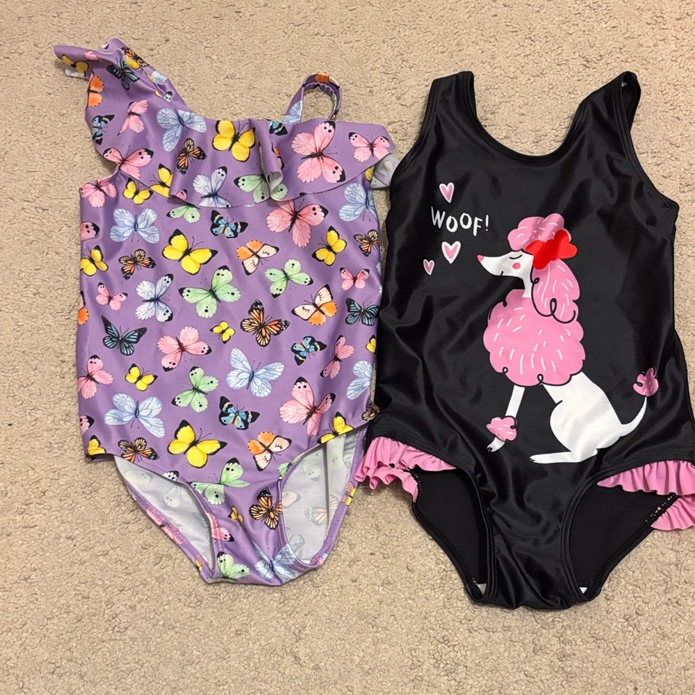 H&M Purple Butterfly and Black Poodle Kids One Piece Set
